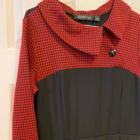 Red plaid & Black Dress - Picture 3 of 4